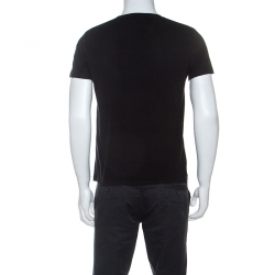 Pre Owned Alexander McQueen Black Cotton Floral Skull Print T-shirt S