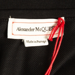 Pre Owned Alexander McQueen Black Logo Intarsia Pique Cotton Polo T-Shirt XXL