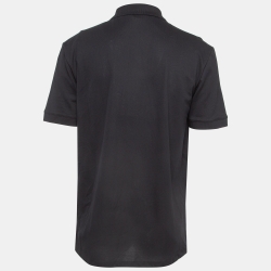 Pre Owned Alexander McQueen Black Logo Intarsia Pique Cotton Polo T-Shirt XXL
