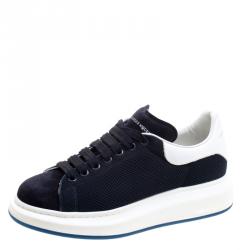 Alexander McQueen Navy Suede and Mesh Platform Sneakers Size 43