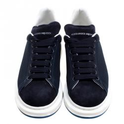 Alexander McQueen Navy Suede and Mesh Platform Sneakers Size 43