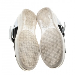 Pre Owned Alexander McQueen Monochrome Leather Velcro Sneakers Size 44