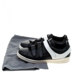 Pre Owned Alexander McQueen Monochrome Leather Velcro Sneakers Size 44
