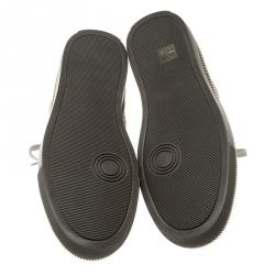 Pre Owned Alexander Mcqueen Khaki/Gold Suede and Leather Chain Embellished Sneakers Size 41