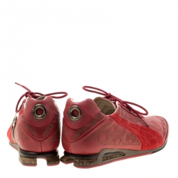 Pre Owned Alexander McQueen For Puma Red Etched Leather Sneakers Size 44