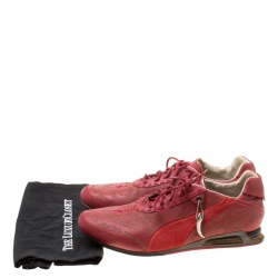 Pre Owned Alexander McQueen For Puma Red Etched Leather Sneakers Size 44