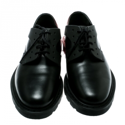 Pre Owned Alexander McQueen Red/ Brown Leather Lace-Up Derby Shoes Size 43