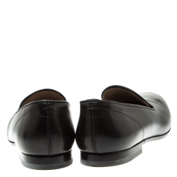 Pre Owned Alexander Mcqueen Black Leather Skull Detail Loafers Size 42.5