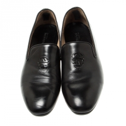 Pre Owned Alexander Mcqueen Black Leather Skull Detail Loafers Size 42.5