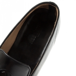 Pre Owned Alexander Mcqueen Black Leather Skull Detail Loafers Size 42.5