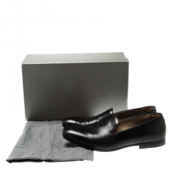 Pre Owned Alexander Mcqueen Black Leather Skull Detail Loafers Size 42.5