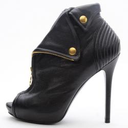 Pre Owned Alexander McQueen Faithful Peep-Toe Ankle Boots Size 36.5