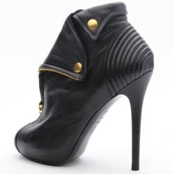 Pre Owned Alexander McQueen Faithful Peep-Toe Ankle Boots Size 36.5