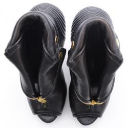 Pre Owned Alexander McQueen Faithful Peep-Toe Ankle Boots Size 36.5