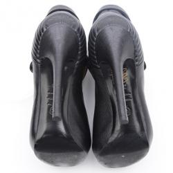 Pre Owned Alexander McQueen Faithful Peep-Toe Ankle Boots Size 36.5