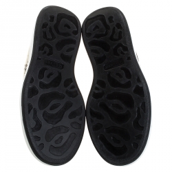 Pre Owned Alexander McQueen Cream/Black Butterfly Print Leather Lace Up Sneakers Size 42