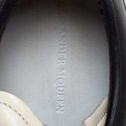 Pre Owned Alexander McQueen Cream/Black Butterfly Print Leather Lace Up Sneakers Size 42
