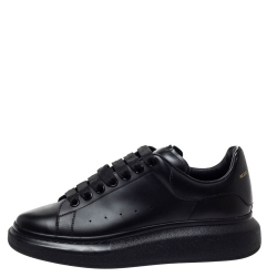 Pre Owned Alexander McQueen Black Leather Larry Low Top Sneakers Size 40