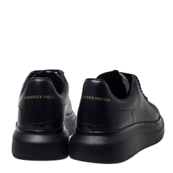 Pre Owned Alexander McQueen Black Leather Larry Low Top Sneakers Size 40