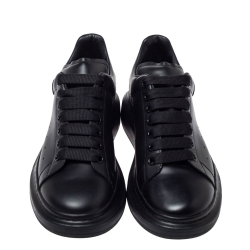 Pre Owned Alexander McQueen Black Leather Larry Low Top Sneakers Size 40
