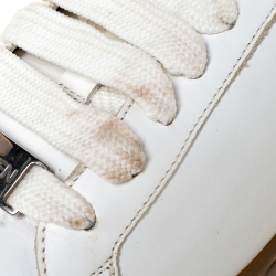 Pre Owned Alexander Mcqueen White Leather Larry Low Top Sneakers Size 44