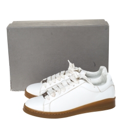Pre Owned Alexander Mcqueen White Leather Larry Low Top Sneakers Size 44