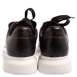 Pre Owned Alexander McQueen Black Leather Oversized Low Top Sneakers Size 44
