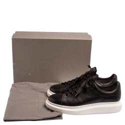 Pre Owned Alexander McQueen Black Leather Oversized Low Top Sneakers Size 44
