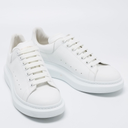 Pre Owned Alexander McQueen White Leather Oversized Low Top Sneakers Size 45