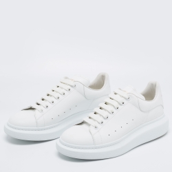 Pre Owned Alexander McQueen White Leather Oversized Low Top Sneakers Size 45