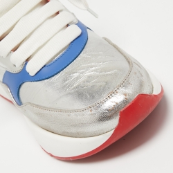 Alexander McQueen Silver/Blue Leather Oversized Sneakers Size 40