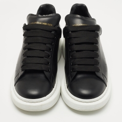 Alexander McQueen Black Leather Larry Low Top Sneakers Size 42.5