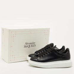 Alexander McQueen Black Leather Larry Low Top Sneakers Size 42.5