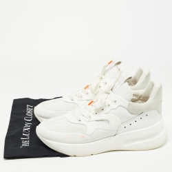 Pre Owned Alexander McQueen White Leather and Suede Oversized Sneakers Size 45