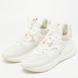 Pre Owned Alexander McQueen White Leather and Suede Oversized Sneakers Size 45