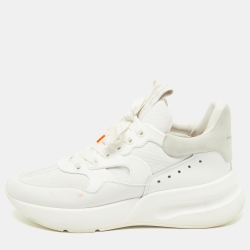 Pre Owned Alexander McQueen White Leather and Suede Oversized Sneakers Size 45