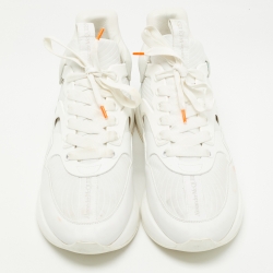 Pre Owned Alexander McQueen White Leather and Suede Oversized Sneakers Size 45