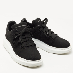 Alexander McQueen Black Knit Fabric Oversized Low Top Sneakers Size 44