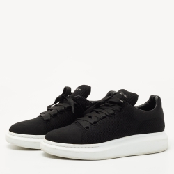 Alexander McQueen Black Knit Fabric Oversized Low Top Sneakers Size 44