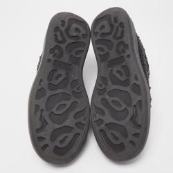 Pre Owned Alexander McQueen Black Crystal Embellished Leather Oversized Sneakers Size 43