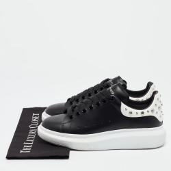Pre Owned Alexander McQueen Black/White Leather Oversized Studded Sneakers Size 42