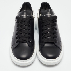 Pre Owned Alexander McQueen Black/White Leather Oversized Studded Sneakers Size 42