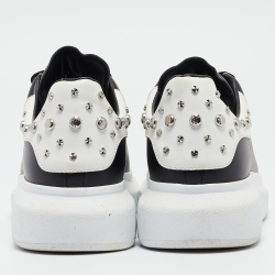 Pre Owned Alexander McQueen Black/White Leather Oversized Studded Sneakers Size 42