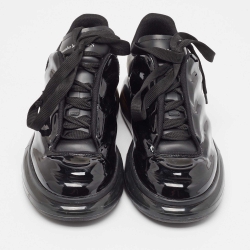 Pre Owned Alexander McQueen Black Patent and Leather Oversized Sneakers Size 43