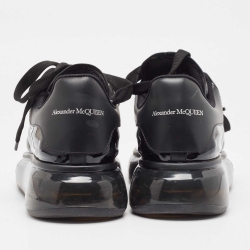 Pre Owned Alexander McQueen Black Patent and Leather Oversized Sneakers Size 43