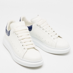 مملوكة مسبقًا Alexander McQueen White/Blue Leather Oversized Sneakers Size 43