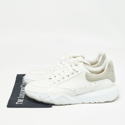 Alexander McQueen White/Grey Suede and Leather Oversized Low Top Sneakers Size 45
