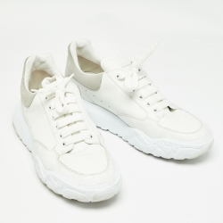 Alexander McQueen White/Grey Suede and Leather Oversized Low Top Sneakers Size 45