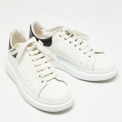 Pre Owned Alexander McQueen White Leather Larry Sneakers Size 42.5