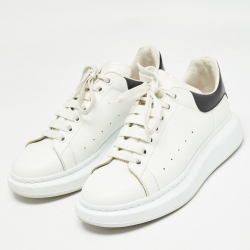 Pre Owned Alexander McQueen White Leather Larry Sneakers Size 42.5
